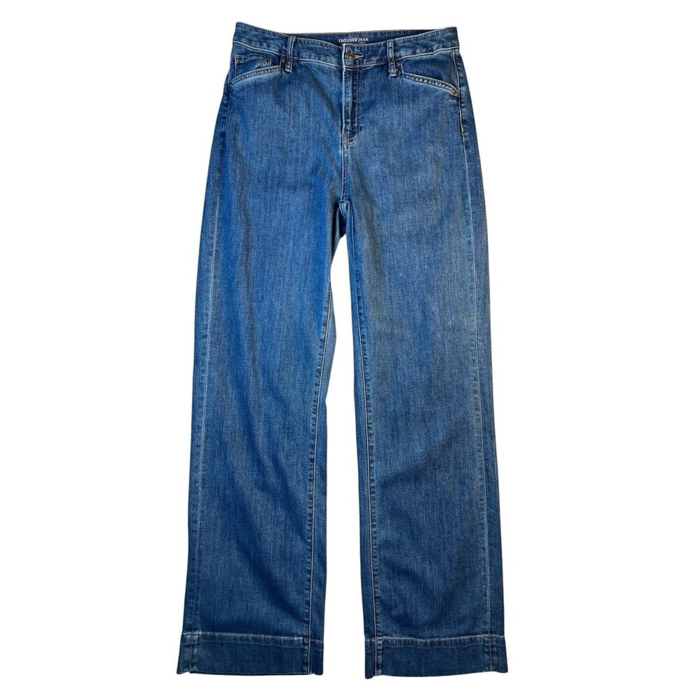 Chicos Trouser Jean High Rise Wide Leg Jeans  Size US 10 Tall (1.5T) Medium Wash